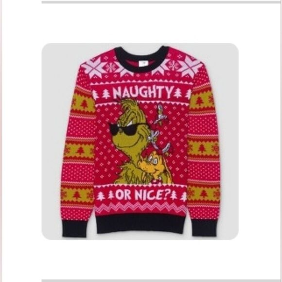 Nwt Men's Dr. Suess The Grinch Ugly Sweater Christmas Naughty or Nice? - Picture 6 of 6